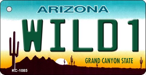 KC-1085 3.5 x 2 in. Wild 1 Arizona State License Plate Key Chain