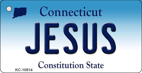 KC-10914 1.5 x 3 in. Jesus Connecticut State License Plate Key Chain
