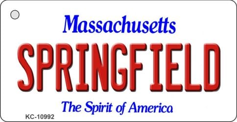 KC-10992 1.5 x 3 in. Springfield Massachusetts State License Plate Key Chain