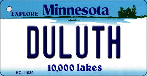KC-11039 1.5 x 3 in. Duluth Minnesota State License Plate Novelty Key Chain
