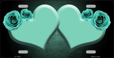 LP-11438 6 x 12 in. Hearts Over Roses in Mint Novelty License Plate