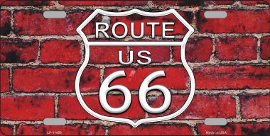 LP-11458 6 x 12 in. Route 66 Red Brick Wall Novelty License Plate