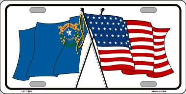 LP-11488 6 x 12 in. Nevada Crossed US Flag License Plate