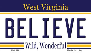 M-6528 3.5 x 2 in. Believe West Virginia State License Plate Magnet