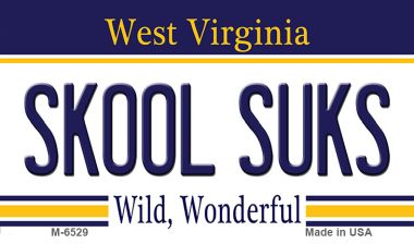 M-6529 3.5 x 2 in. Skool Suks West Virginia State License Plate Magnet