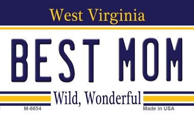 M-6654 3.5 x 2 in. Best Mom West Virginia State License Plate Magnet