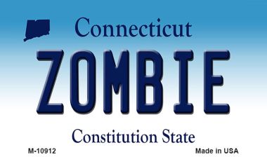 M-10912 3.5 x 2 in. Zombie Connecticut State License Plate Magnet