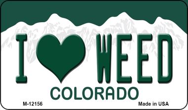 M-12156 3.5 x 2 in. I Love Weed Colorado Novelty Metal Magnet