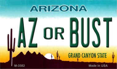 Picture of Smart Blonde M-3582 3.5 x 2 in. AZ or Bust Arizona State License Plate Magnet