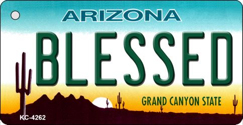 KC-4262 3.5 x 2 in. Blessed Arizona State License Plate Key Chain