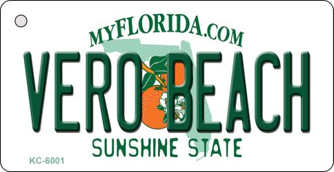 KC-6001 1.5 x 3 in. Vero Beach Florida State License Plate Key Chain