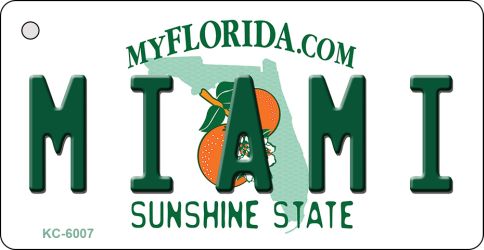 KC-6007 1.5 x 3 in. Miami Florida State License Plate Key Chain