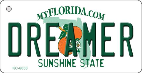 KC-6038 1.5 x 3 in. Dreamer Florida State License Plate Key Chain