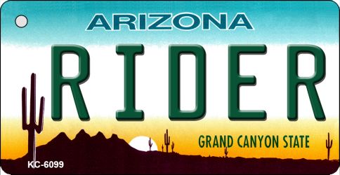 KC-6099 3.5 x 2 in. Rider Arizona State License Plate Key Chain