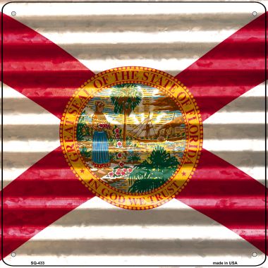 SQ-433 12 x 12 in. Florida Flag Corrugated Effect Novelty Square Sign