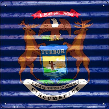 SQ-446 12 x 12 in. Michigan Flag Corrugated Effect Novelty Square Sign