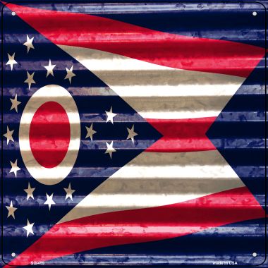 SQ-459 12 x 12 in. Ohio Flag Corrugated Effect Novelty Square Sign