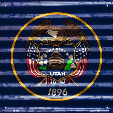 SQ-468 12 x 12 in. Utah Flag Corrugated Effect Novelty Square Sign