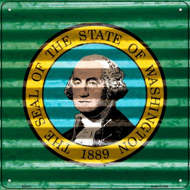SQ-471 12 x 12 in. Washington Flag Corrugated Effect Novelty Square Sign