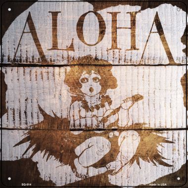 SQ-514 12 x 12 in. Aloha Painted Stencil Novelty Square Sign