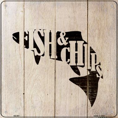 SQ-661 12 x 12 in. Fish Make Fish & Chips Novelty Metal Square Sign