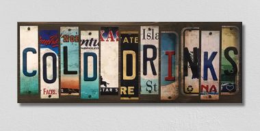 WS-123 1.5 x 6 in. Cold Drinks License Plate Strips Novelty Wood Sign
