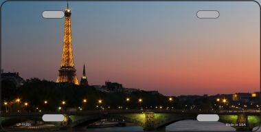 LP-11251 6 x 12 in. Eiffel Tower Night with River & Bridge License Plate Novelty Metal