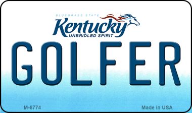 M-6774 3.5 x 2 in. Golfer Kentucky State License Plate Novelty Magnet