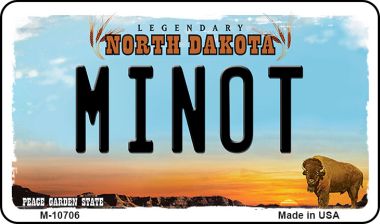 M-10706 3.5 x 2 in. Minot North Dakota State License Plate Magnet