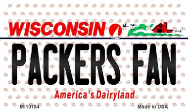 M-10784 3.5 x 2 in. Packers Fan Wisconsin State License Plate Magnet