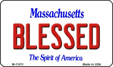 M-11011 3.5 x 2 in. Blessed Massachusetts State License Plate Magnet