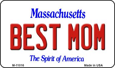 M-11016 3.5 x 2 in. Best Mom Massachusetts State License Plate Magnet