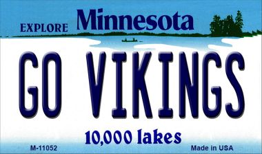 3.5 x 2 in. Go Vikings Minnesota State License Plate Novelty Magnet