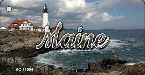 KC-11604 1.5 x 3 in. Maine Lighthouse Beach Key Chain