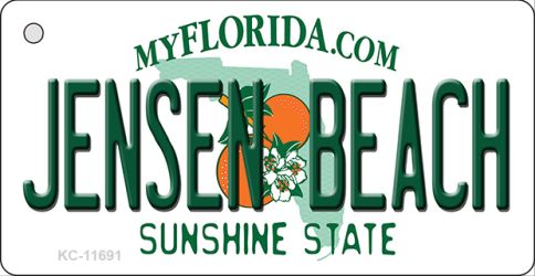 KC-11691 1.5 x 3 in. Jensen Beach Florida State License Plate Key Chain