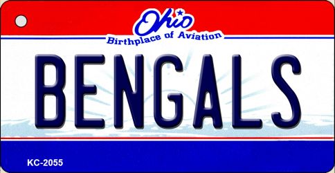 KC-2055 1.5 x 3 in. Bengals Ohio State License Plate Key Chain