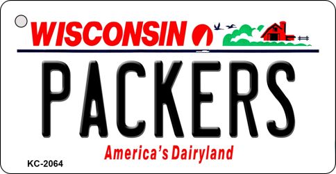 KC-2064 1.5 x 3 in. Packers Wisconsin State License Plate Key Chain