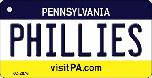 KC-2076 1.5 x 3 in. Phillies Pennsylvania State License Plate Key Chain