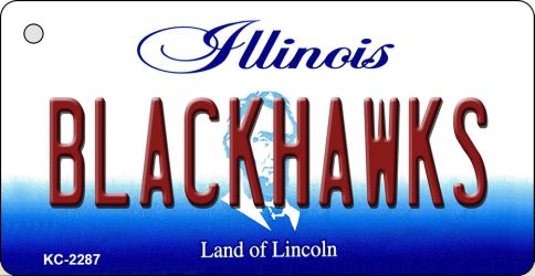 KC-2287 1.5 x 3 in. Blackhawks Illinois State License Plate Key Chain