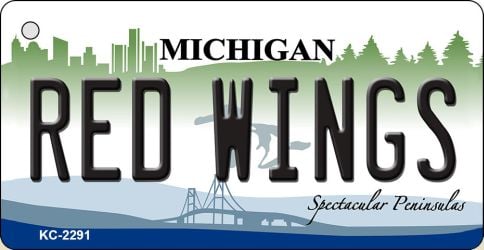 SMART BLONDE Red Wings Michigan State License Plate Tag Key Chain KC-2291