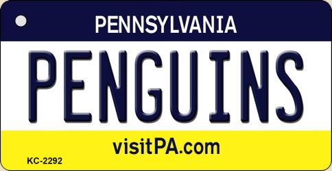 SMART BLONDE Penguins Pennsylvania State License Plate Tag Key Chain KC-2292