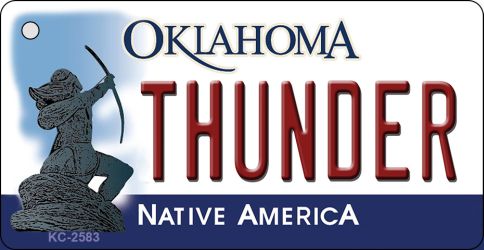 KC-2583 1.5 x 3 in. Thunder Oklahoma State License Plate Key Chain