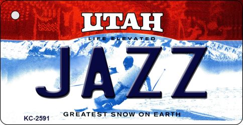 KC-2591 1.5 x 3 in. Jazz Utah State License Plate Key Chain