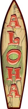 SB-091 17 x 4.5 in. Aloha Novelty Surfboard Sign