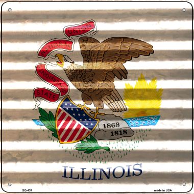 SQ-437 12 x 12 in. Illinois Flag Corrugated Effect Novelty Square Sign