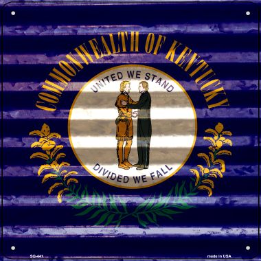 SQ-441 12 x 12 in. Kentucky Flag Corrugated Effect Novelty Square Sign