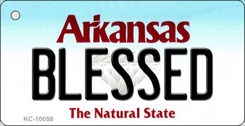 KC-10056 1.5 x 3 in. Blessed Arkansas State License Plate Key Chain