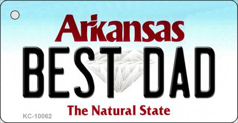 KC-10062 1.5 x 3 in. Best Dad Arkansas State License Plate Key Chain