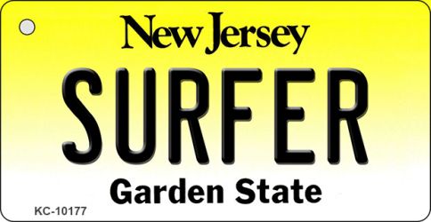KC-10177 1.5 x 3 in. Surfer New Jersey State License Plate Key Chain