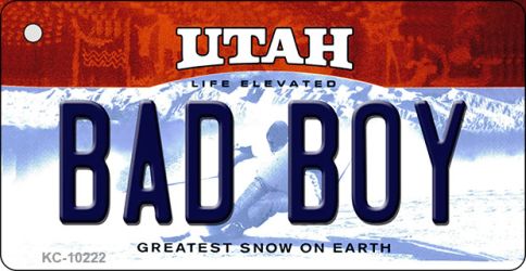 KC-10222 1.5 x 3 in. Bad Boy Utah State License Plate Key Chain